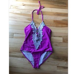 One piece halter bathing suit